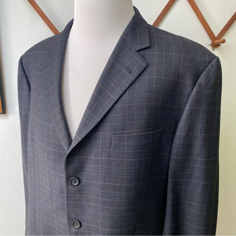 Burberry London Wool Plaid Kensington Blazer